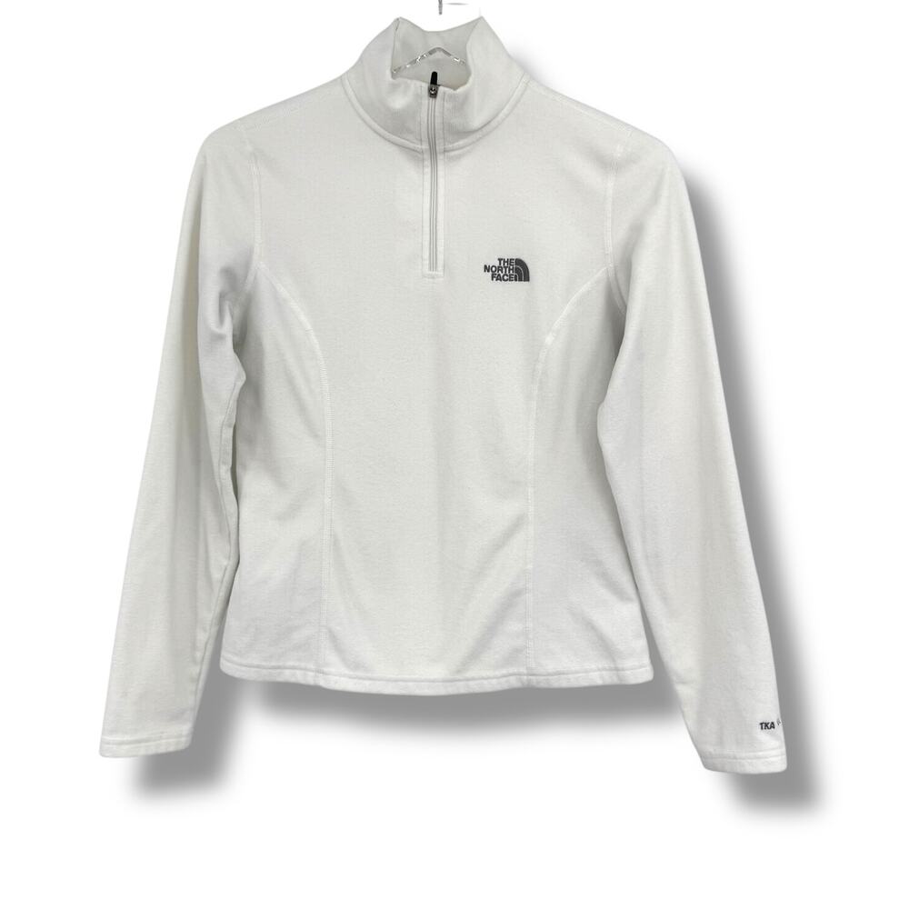 The North Face TKA 100 jacket women's XS pullover fleece 1/4 zip mock neck white - Picture 1 of 8